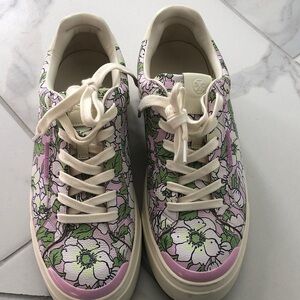 Tory Burch Floral Sneakers in Pink and Green